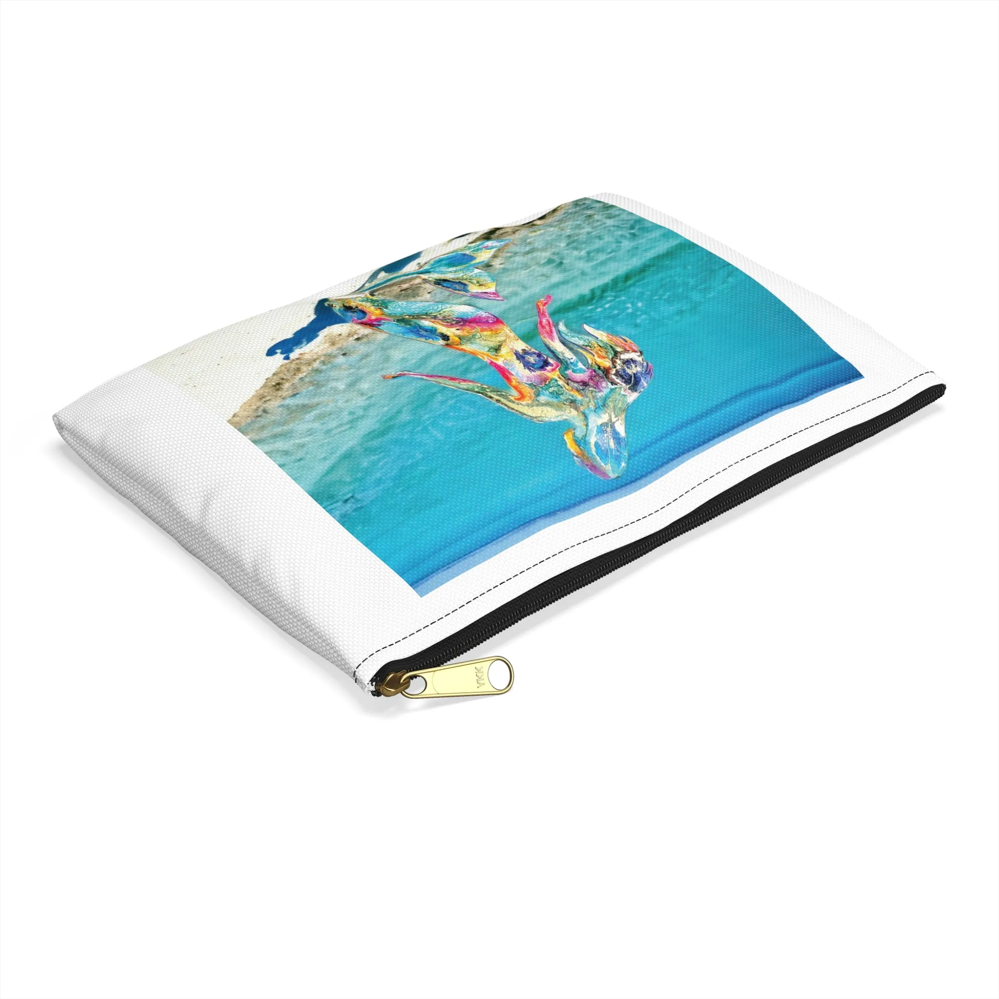 Colorful Mermaid on a Tropical Beach Original Art Accessory Pouch