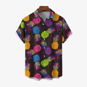 Colorful Pineapple  Hawaiian Casual Short Sleeve Shirt 2404001790