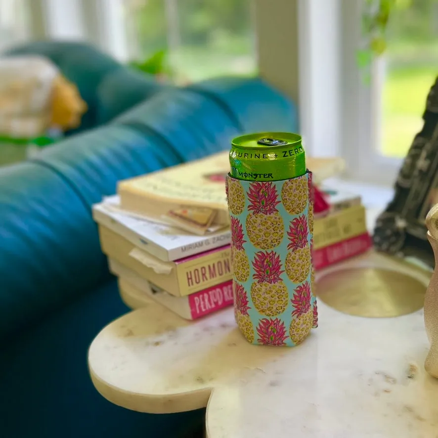 Colorful Pineapple Skinny Can Coozie