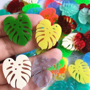 Colourful Leaves - Hojas de Monstera Deliciosa / 5 Pairs (10 Pieces), 30mm