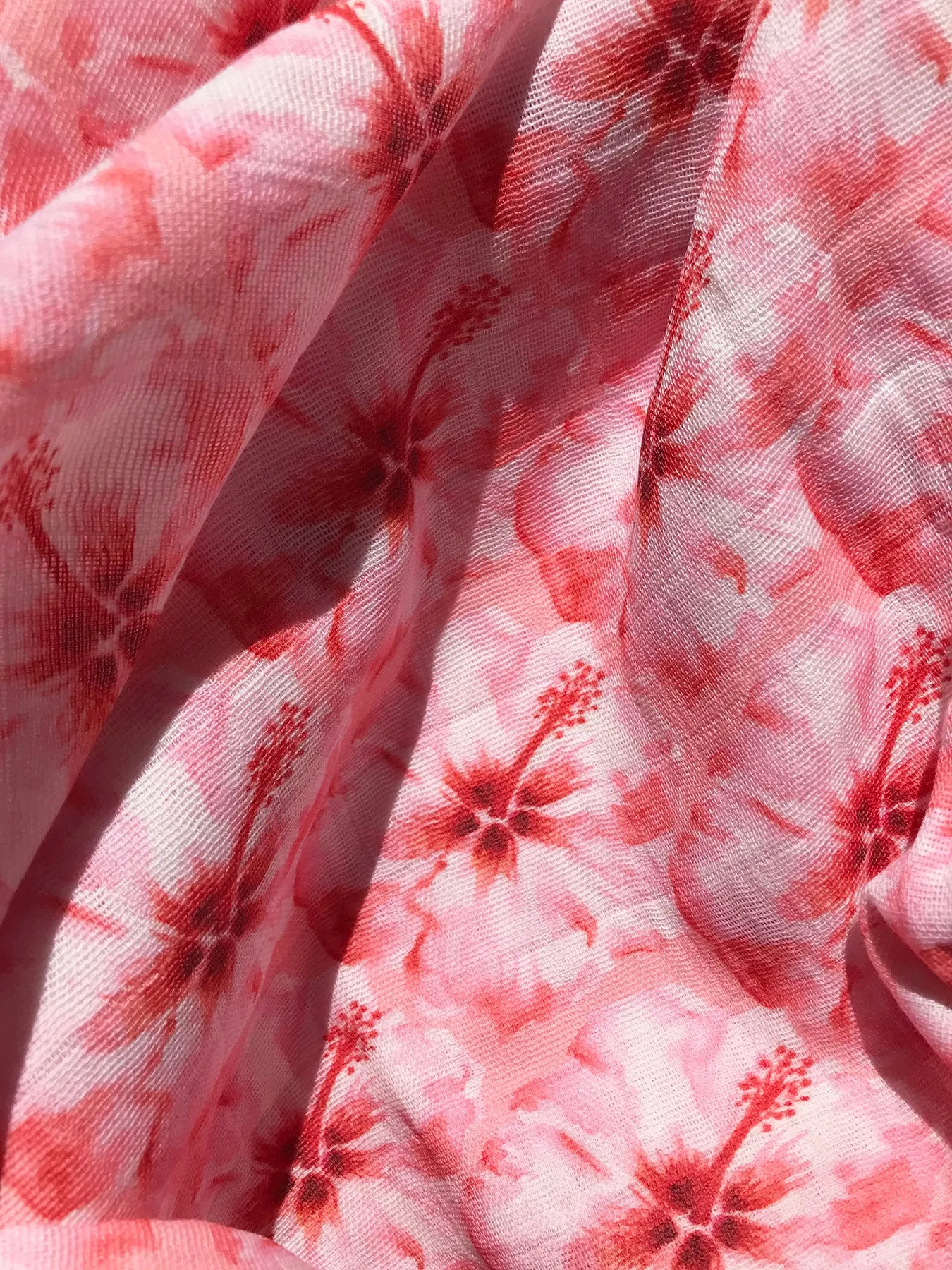 Coral Hibiscus Infinity Scarf