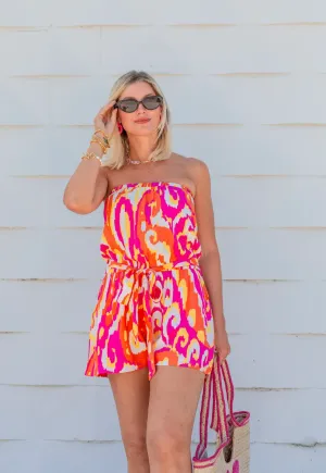 Coral/Blush Kauai Strapless Raina Romper