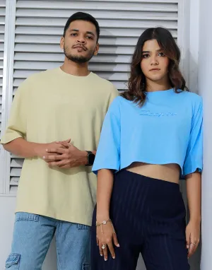 Crew Neck Emboss Print Crop Top