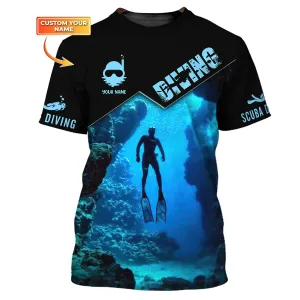 Custom Diving Zipper Hoodie, Bomber, Sweater, Polo, Hawaiian,..Shirts Scuba Diving 3D Shirts Gift For Divers