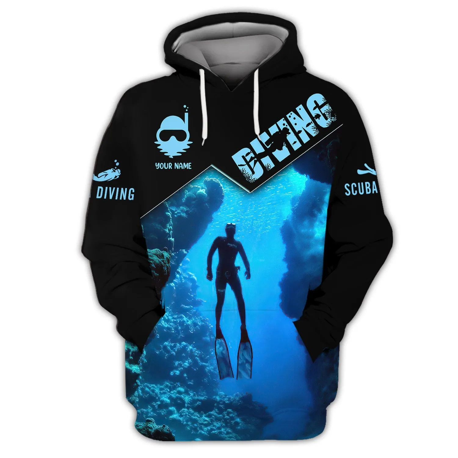 Custom Diving Zipper Hoodie, Bomber, Sweater, Polo, Hawaiian,..Shirts Scuba Diving 3D Shirts Gift For Divers