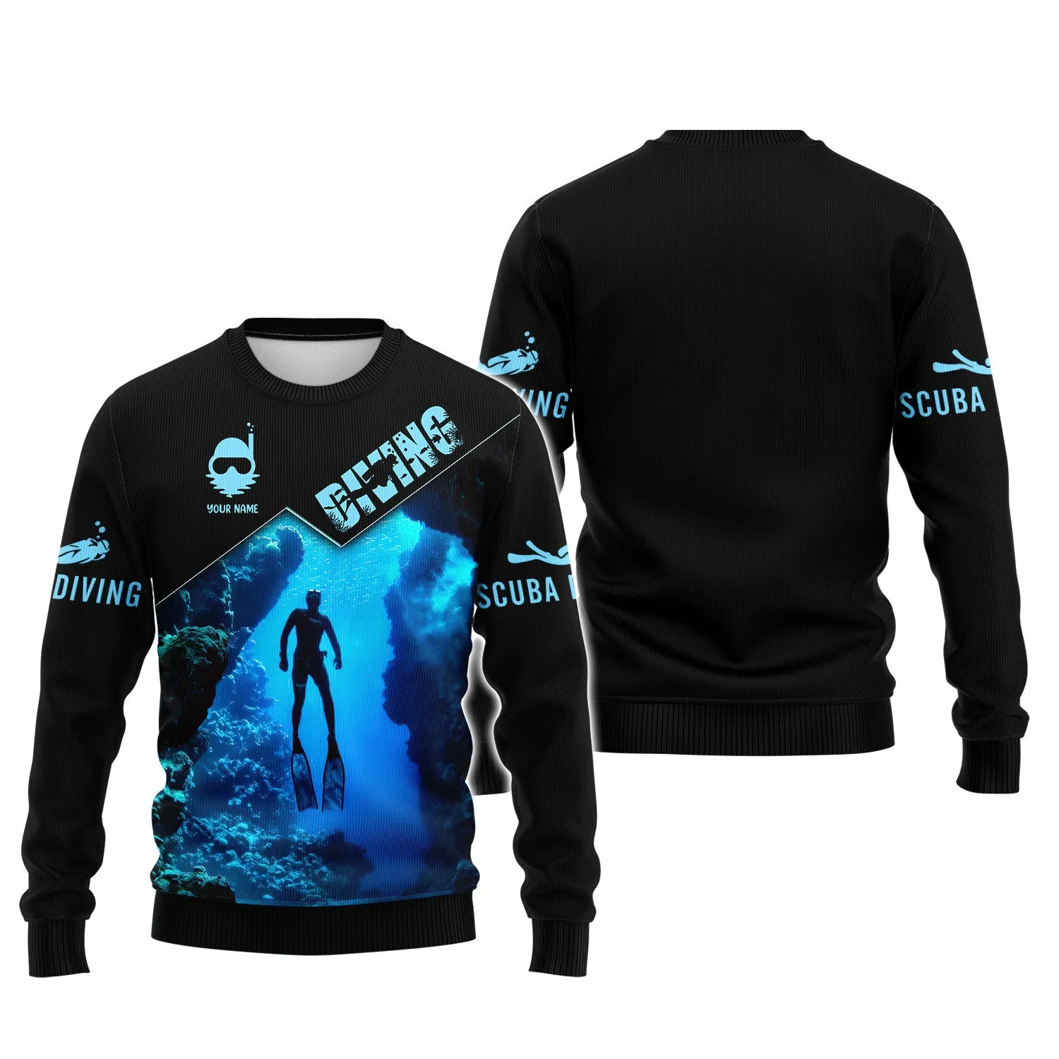 Custom Diving Zipper Hoodie, Bomber, Sweater, Polo, Hawaiian,..Shirts Scuba Diving 3D Shirts Gift For Divers