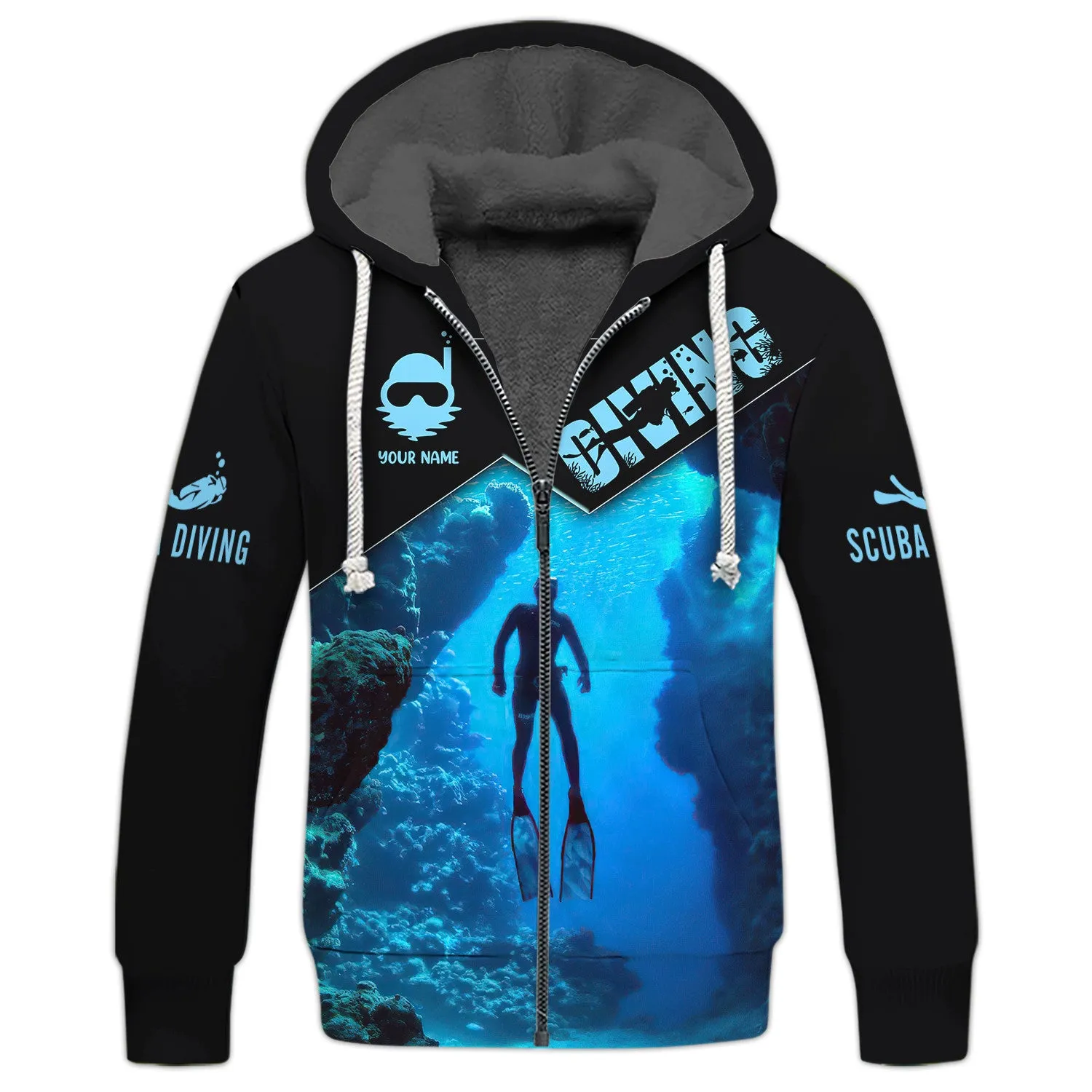 Custom Diving Zipper Hoodie, Bomber, Sweater, Polo, Hawaiian,..Shirts Scuba Diving 3D Shirts Gift For Divers