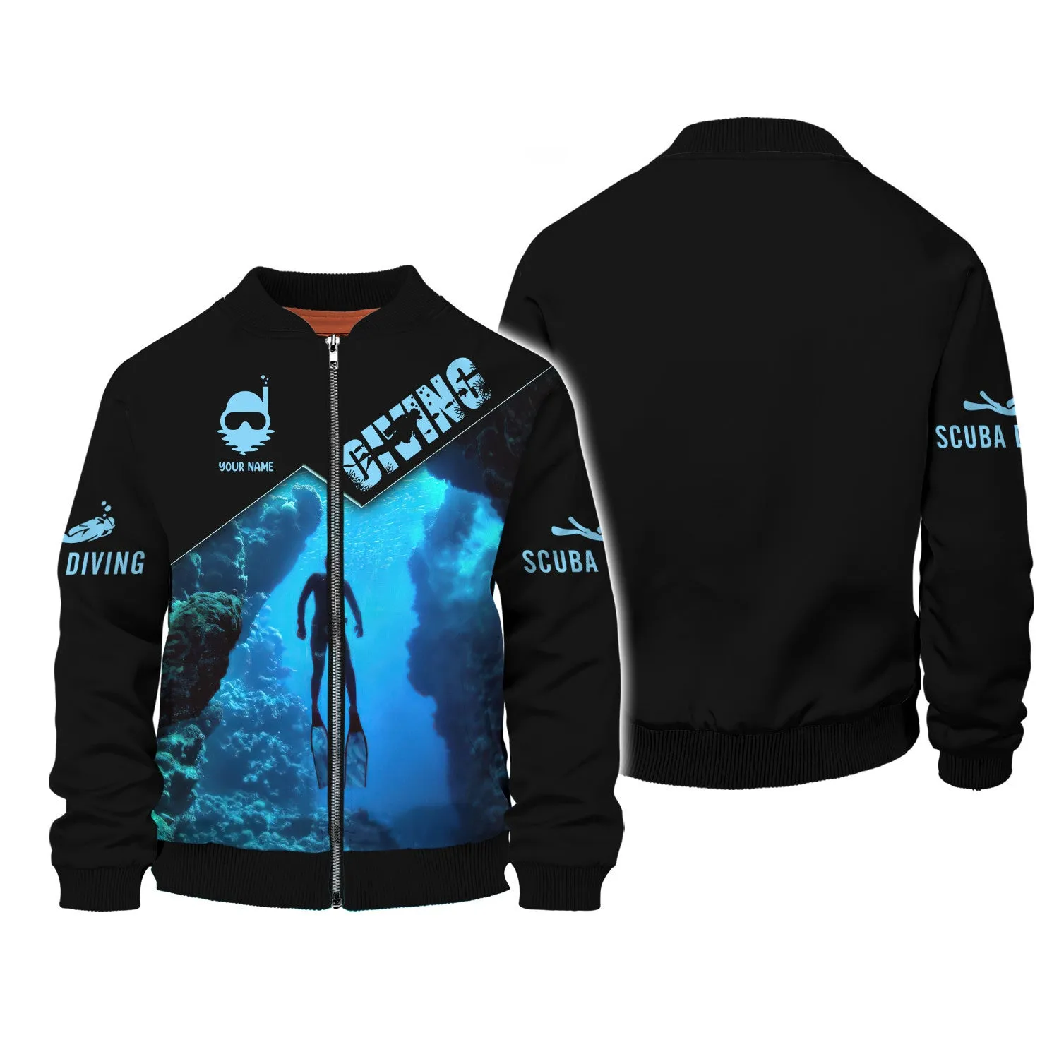 Custom Diving Zipper Hoodie, Bomber, Sweater, Polo, Hawaiian,..Shirts Scuba Diving 3D Shirts Gift For Divers
