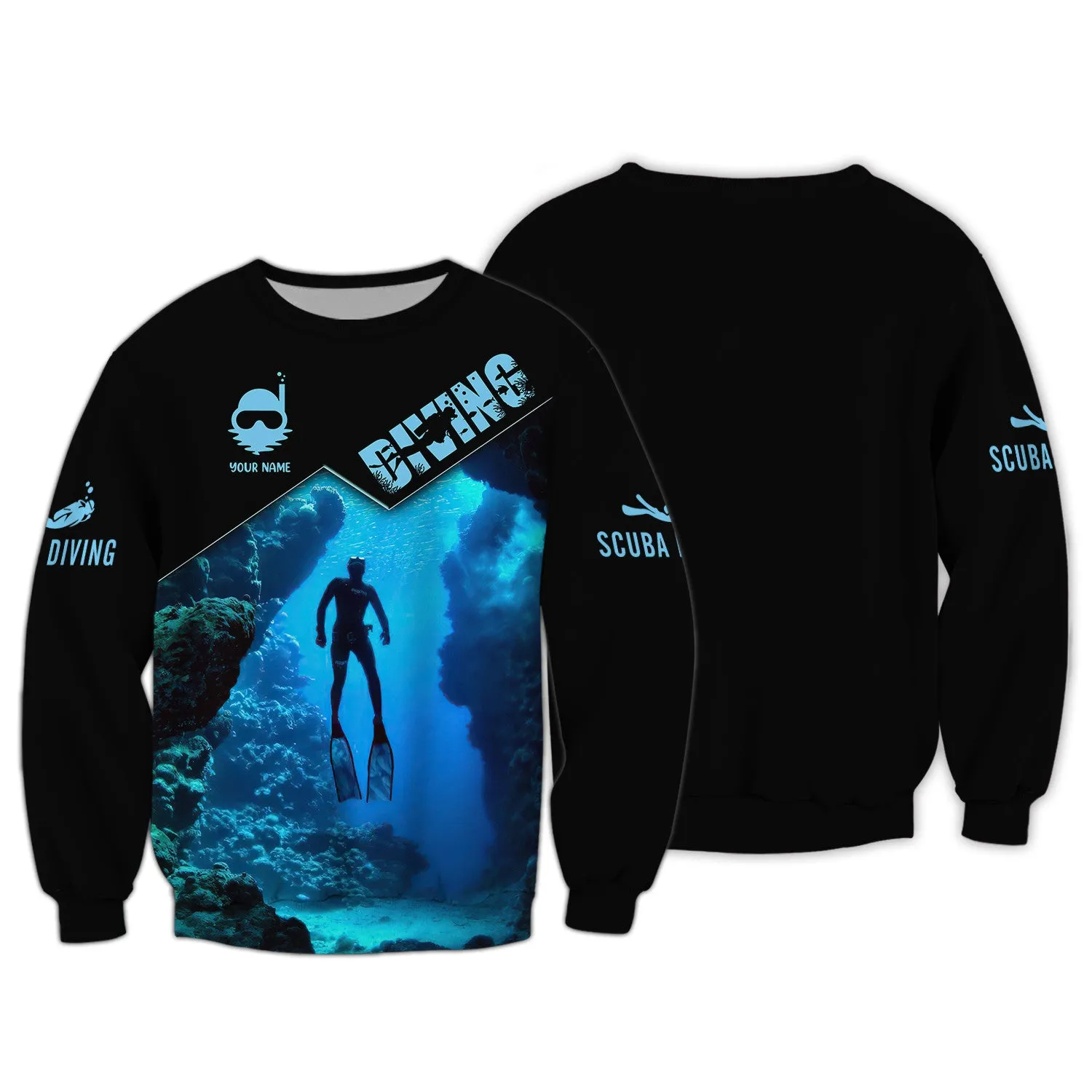 Custom Diving Zipper Hoodie, Bomber, Sweater, Polo, Hawaiian,..Shirts Scuba Diving 3D Shirts Gift For Divers