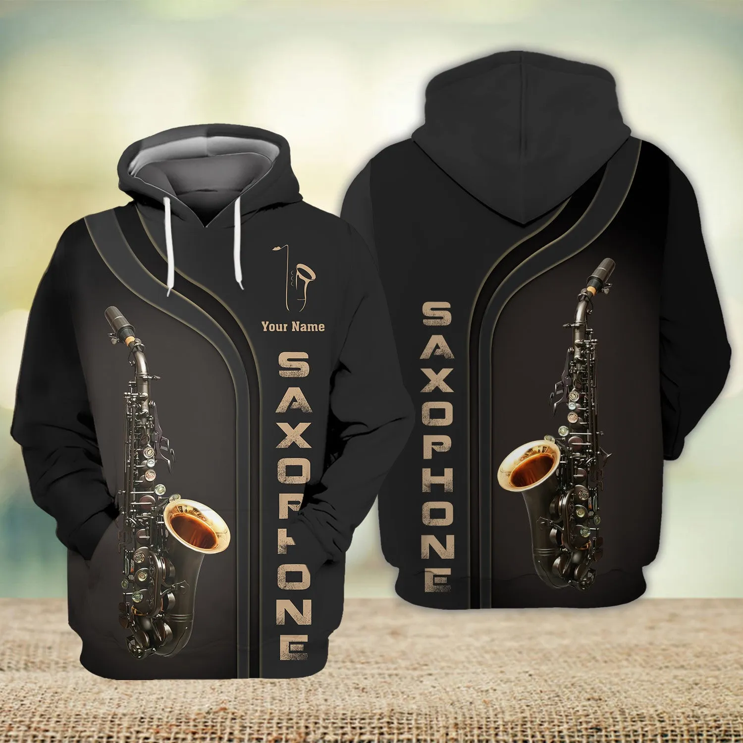 Custom Saxophone Zipper Shirts Saxophone Pattern Design Shirts 2738