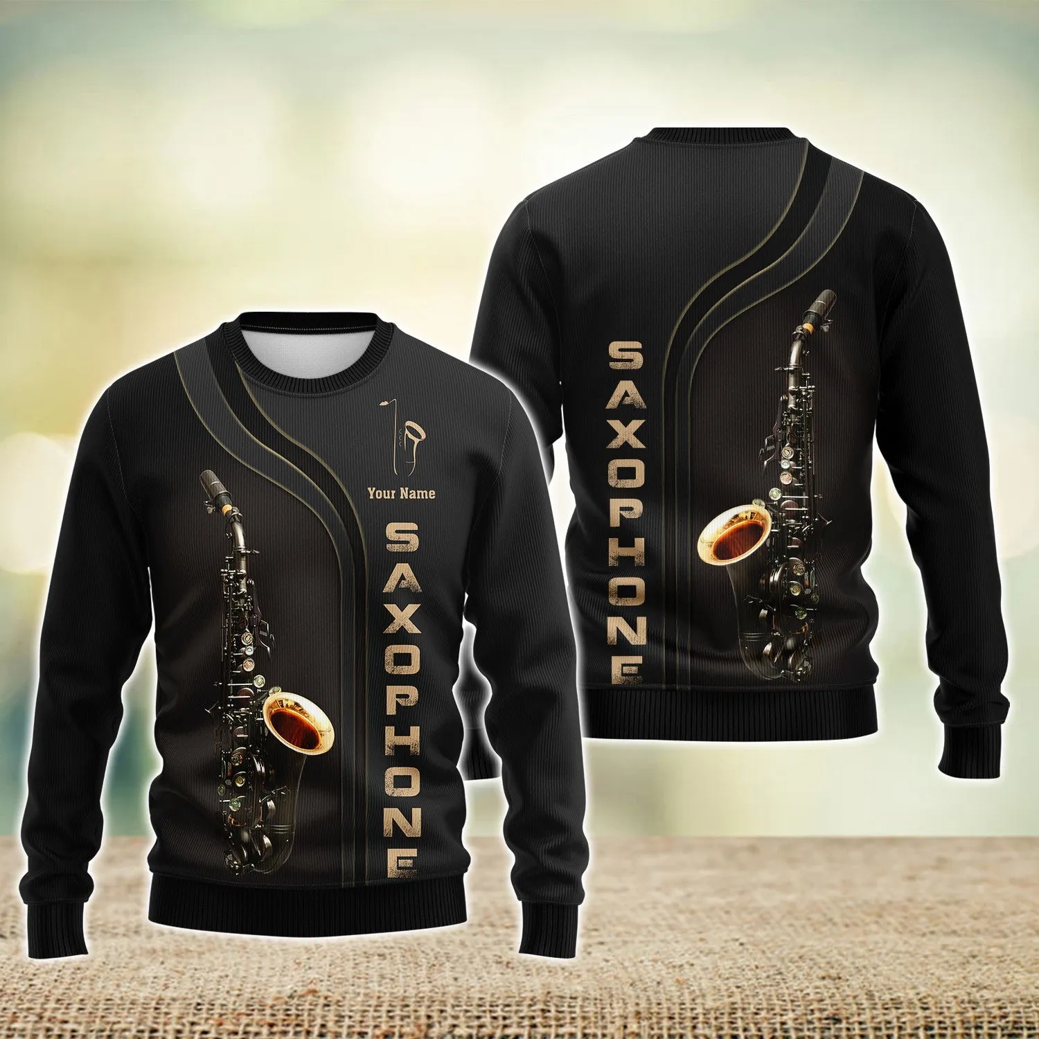 Custom Saxophone Zipper Shirts Saxophone Pattern Design Shirts 2738