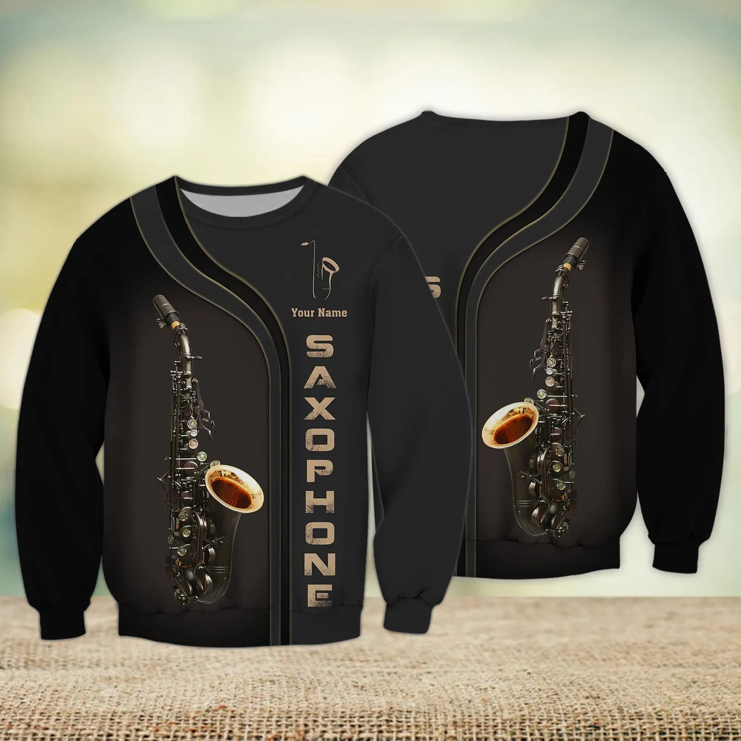 Custom Saxophone Zipper Shirts Saxophone Pattern Design Shirts 2738