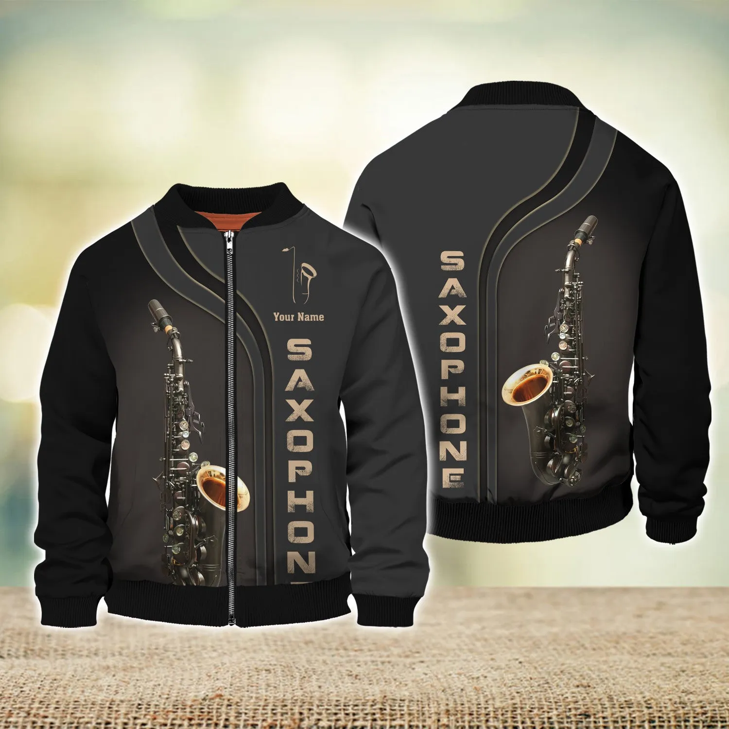 Custom Saxophone Zipper Shirts Saxophone Pattern Design Shirts 2738