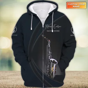 Custom Saxophone Zipper Shirts Saxophone Pattern Design Shirts 2747