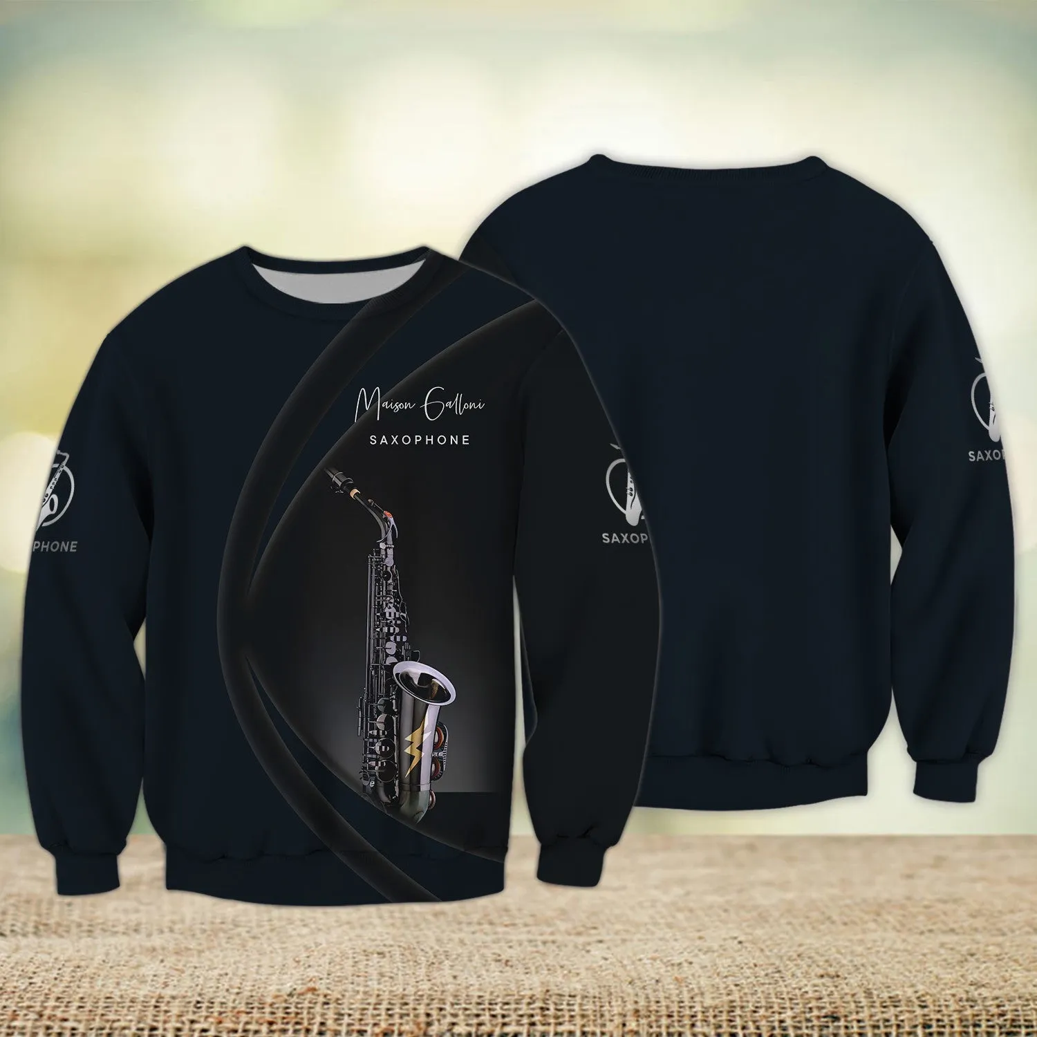 Custom Saxophone Zipper Shirts Saxophone Pattern Design Shirts 2747
