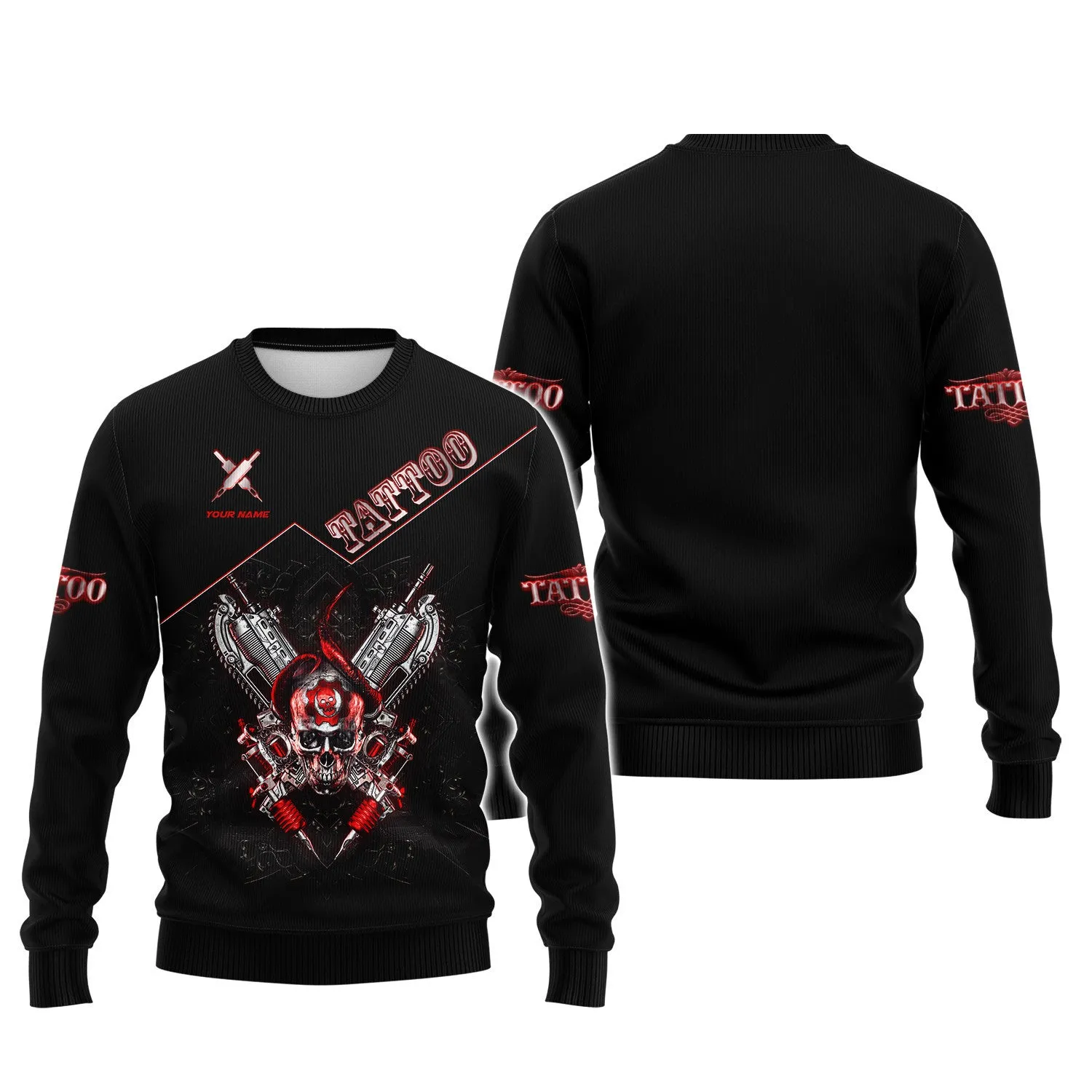 Custom Tattoo Tee Shirt Skull Tattoo Machine 3D Shirts Gift For Tattoo Artists
