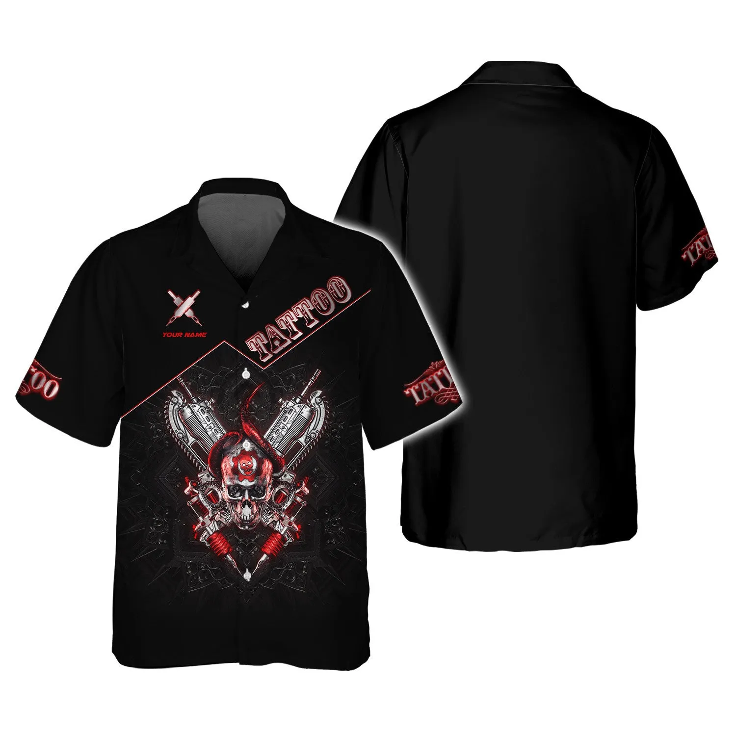 Custom Tattoo Tee Shirt Skull Tattoo Machine 3D Shirts Gift For Tattoo Artists