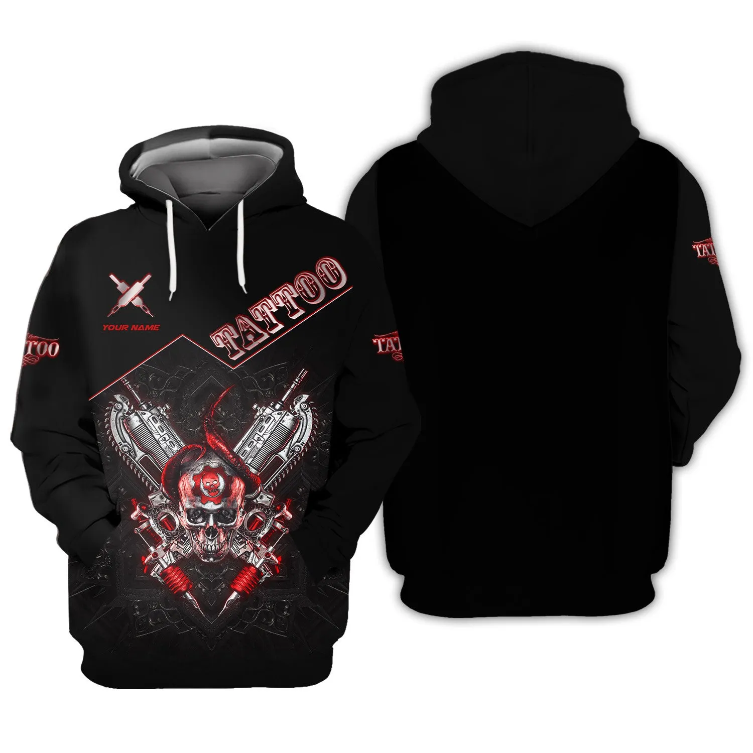 Custom Tattoo Tee Shirt Skull Tattoo Machine 3D Shirts Gift For Tattoo Artists