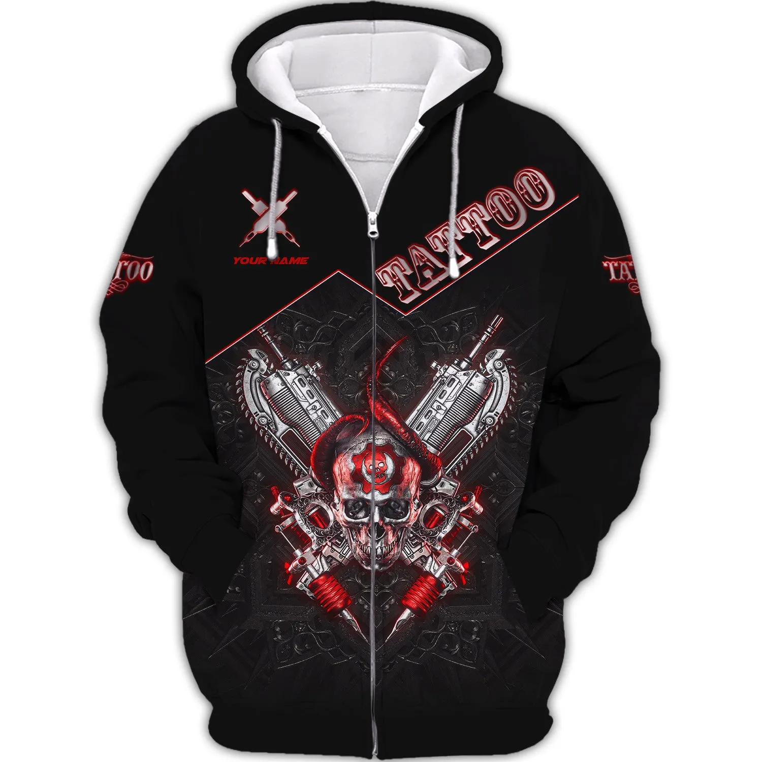 Custom Tattoo Tee Shirt Skull Tattoo Machine 3D Shirts Gift For Tattoo Artists