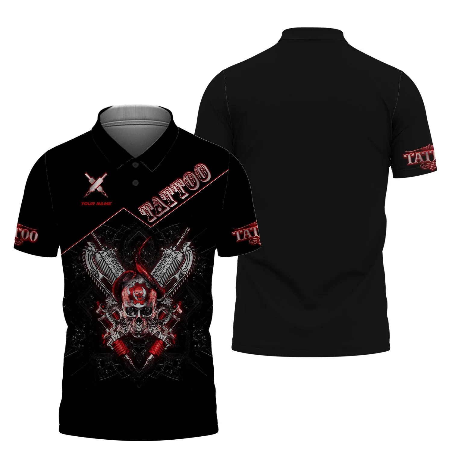 Custom Tattoo Tee Shirt Skull Tattoo Machine 3D Shirts Gift For Tattoo Artists