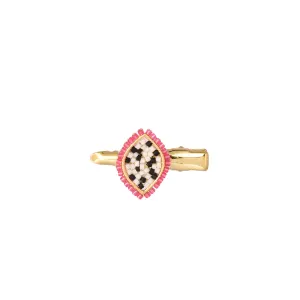 Dragon Fruit beaded gold plated hair clip