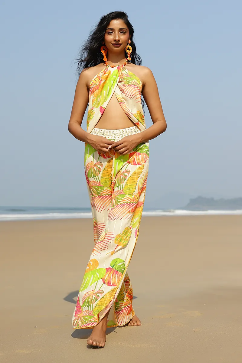 Dua Multi Tropics Printed Bead Top