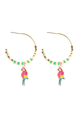 EE1384 - METAL FIMO TROPICAL PARROT EARRINGS