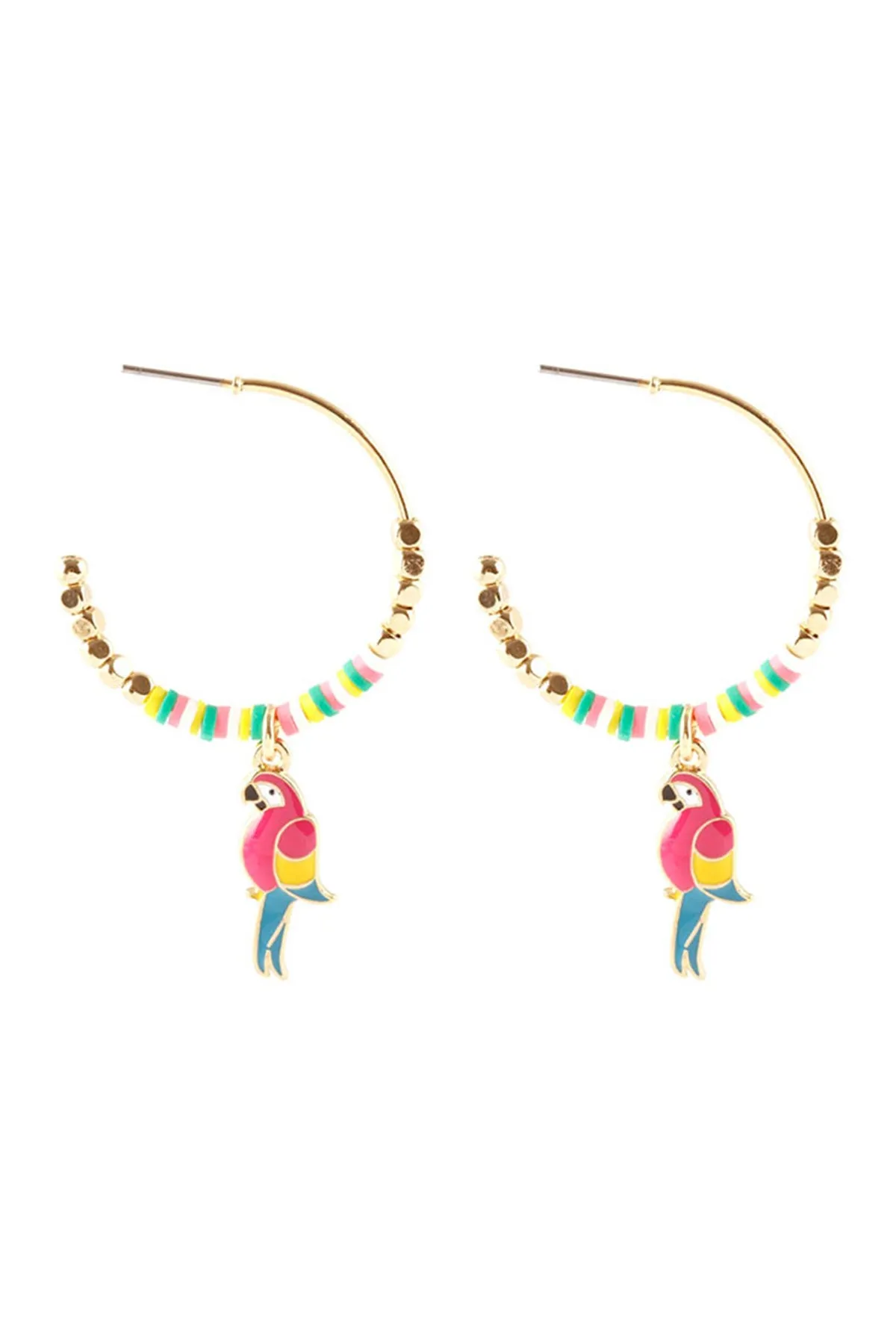 EE1384 - METAL FIMO TROPICAL PARROT EARRINGS
