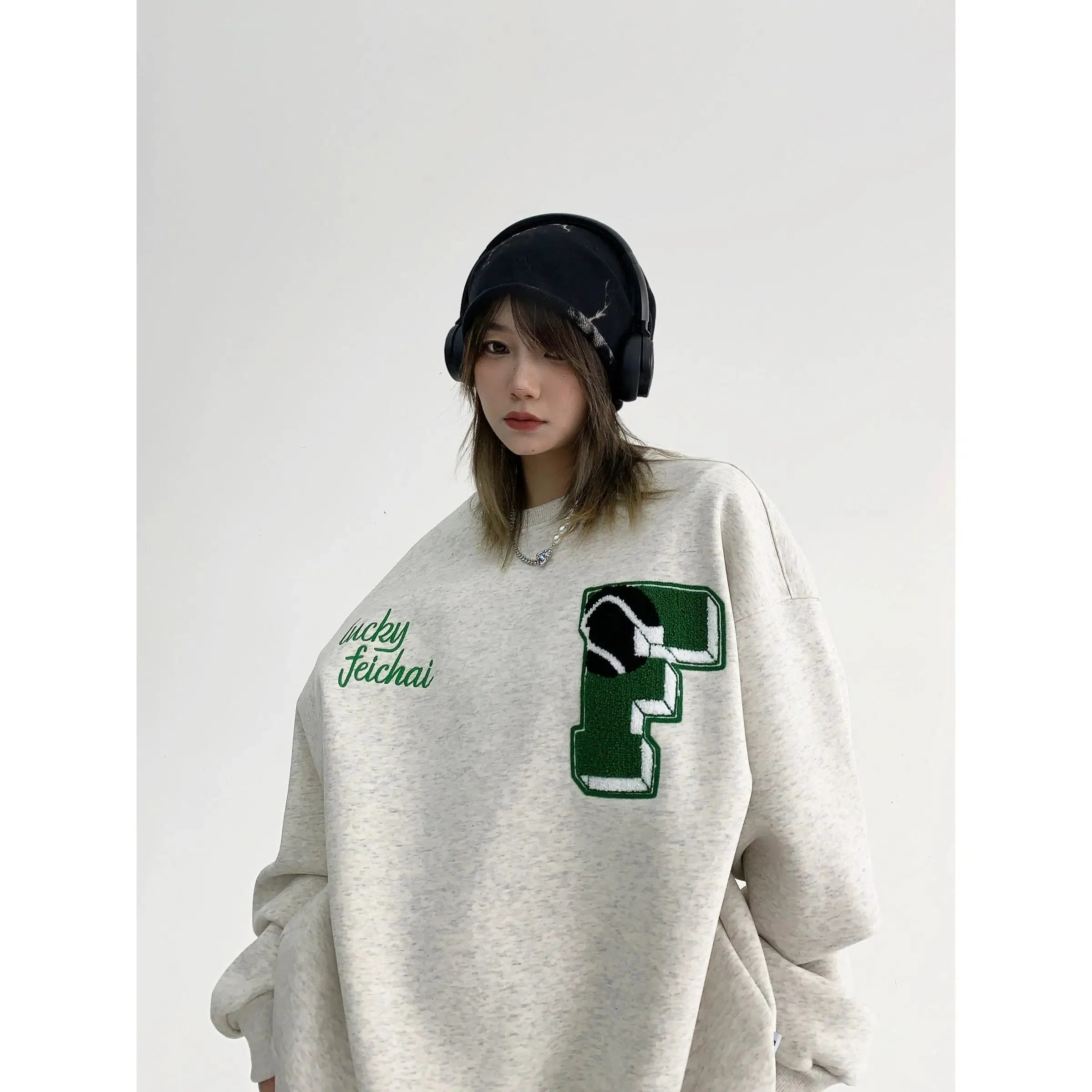 Embroidered Lettering Casual Sweatshirt