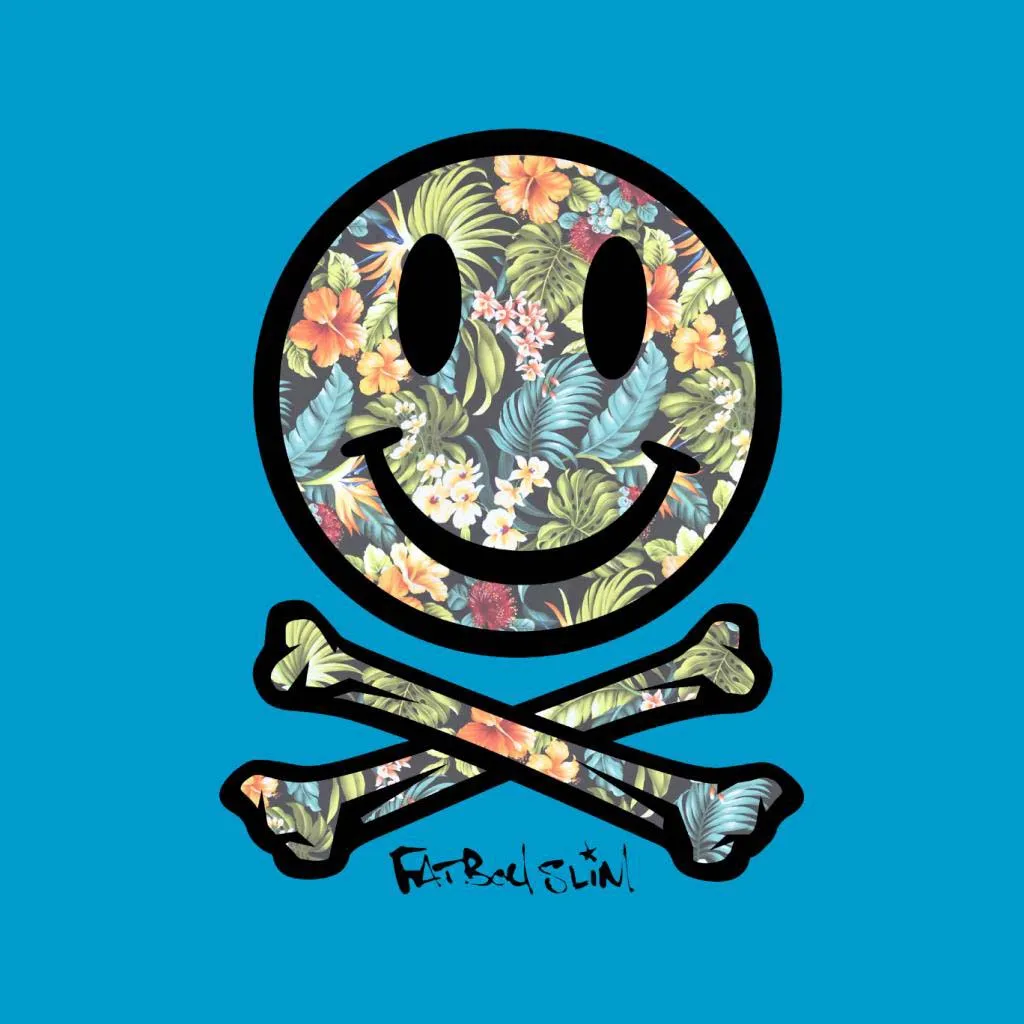 Fatboy Slim Tropical Floral Smiley And Crossbones Men's Hooded Sweatshirt