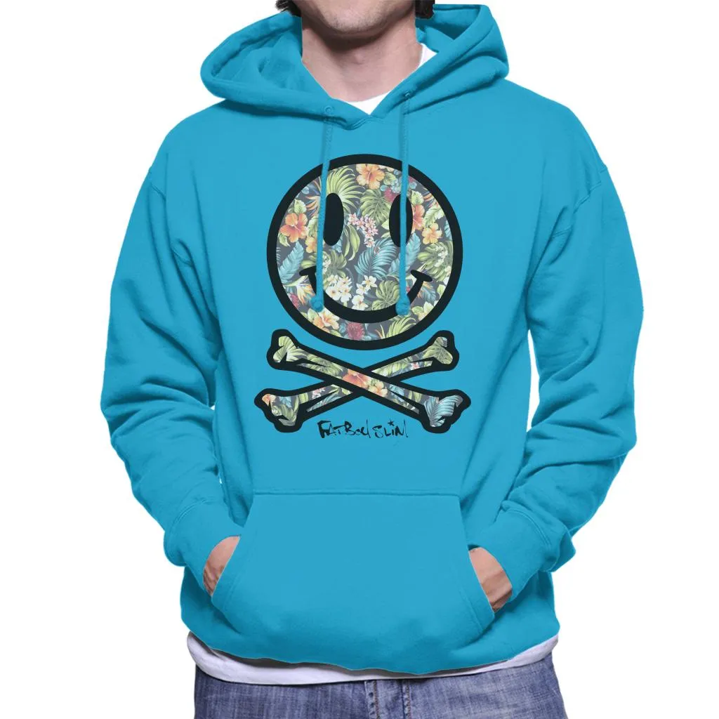 Fatboy Slim Tropical Floral Smiley And Crossbones Men's Hooded Sweatshirt