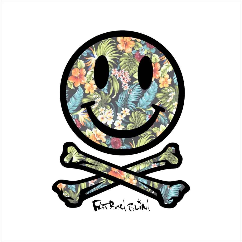 Fatboy Slim Tropical Floral Smiley And Crossbones Men's Hooded Sweatshirt
