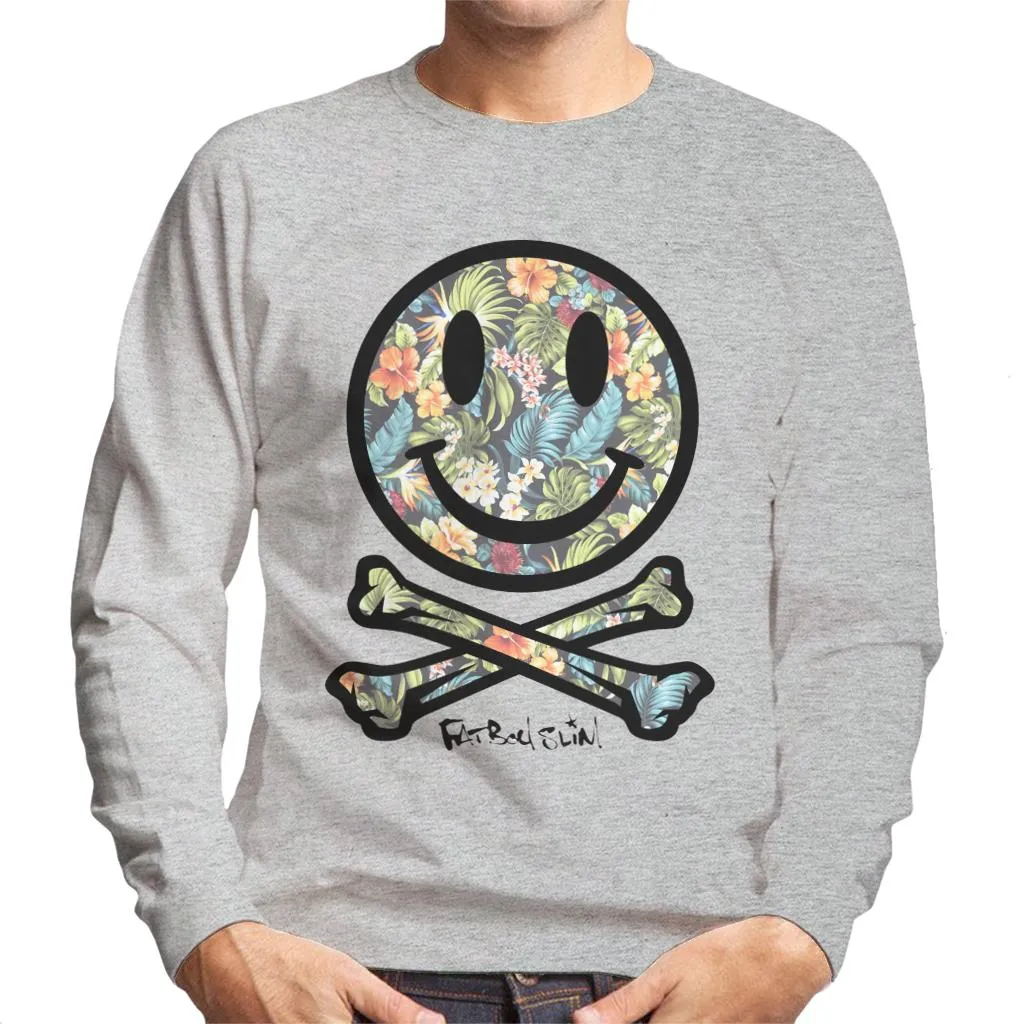 Fatboy Slim Tropical Floral Smiley And Crossbones Men's Sweatshirt