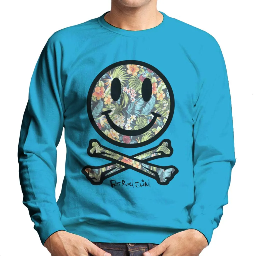 Fatboy Slim Tropical Floral Smiley And Crossbones Men's Sweatshirt