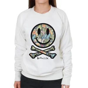 Fatboy Slim Tropical Floral Smiley And Crossbones Women's Sweatshirt