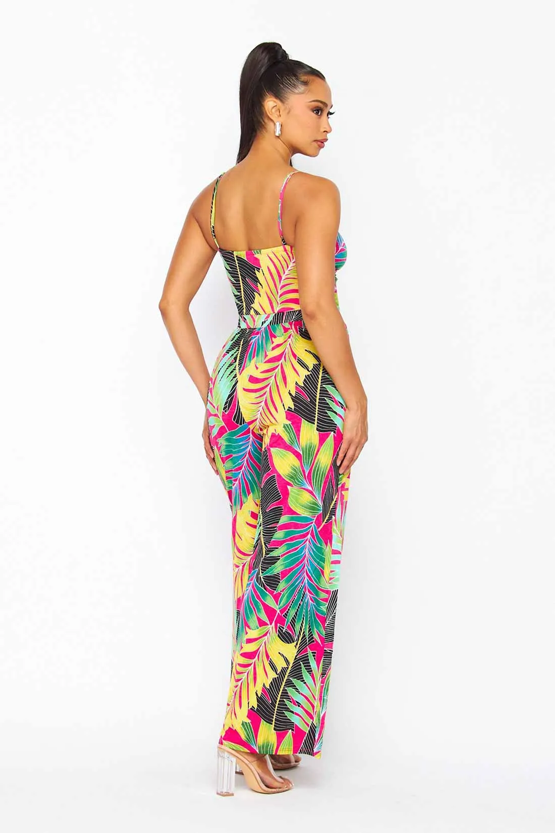 Fernanda Fuchsia Tropical Print Jumpsuit