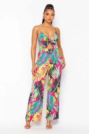 Fernanda Fuchsia Tropical Print Jumpsuit