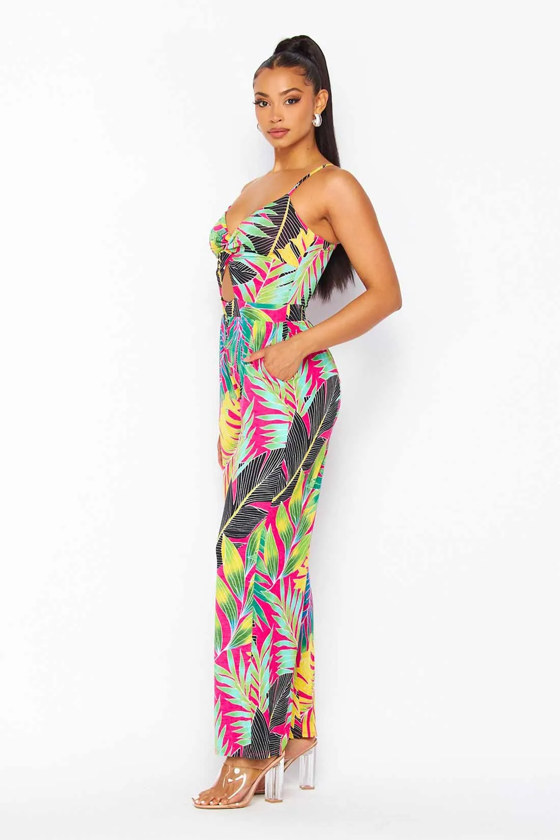 Fernanda Fuchsia Tropical Print Jumpsuit