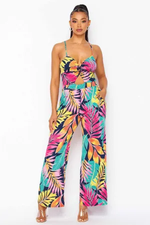 Fernanda Navy Tropical Print Jumpsuit