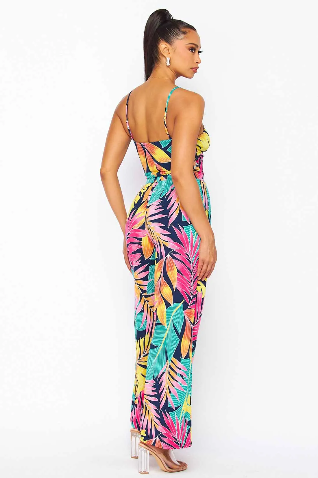 Fernanda Navy Tropical Print Jumpsuit