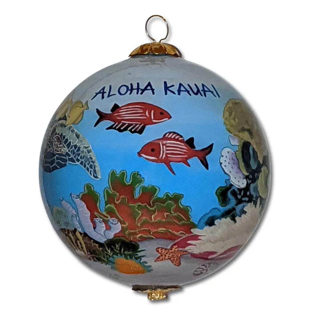 Fish, Corals and Honu Hawaii Ornament