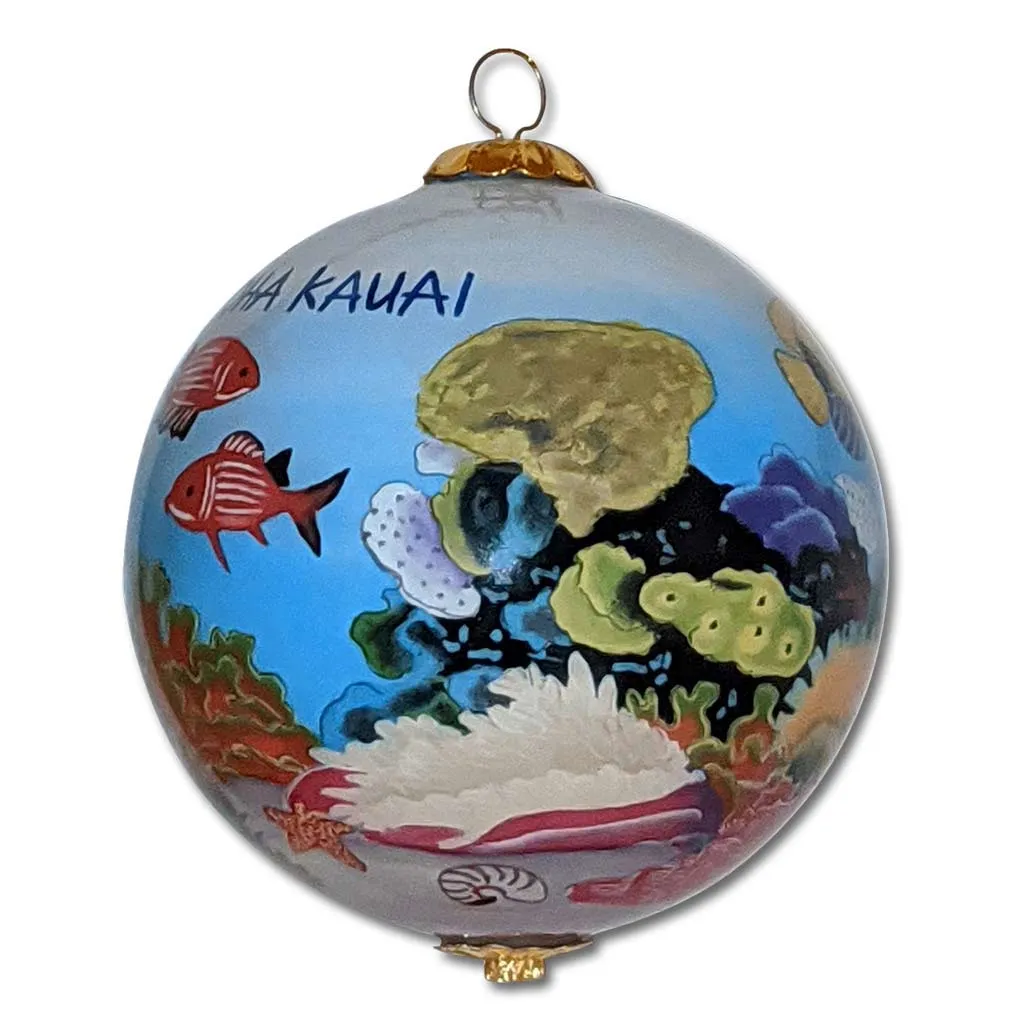 Fish, Corals and Honu Hawaii Ornament