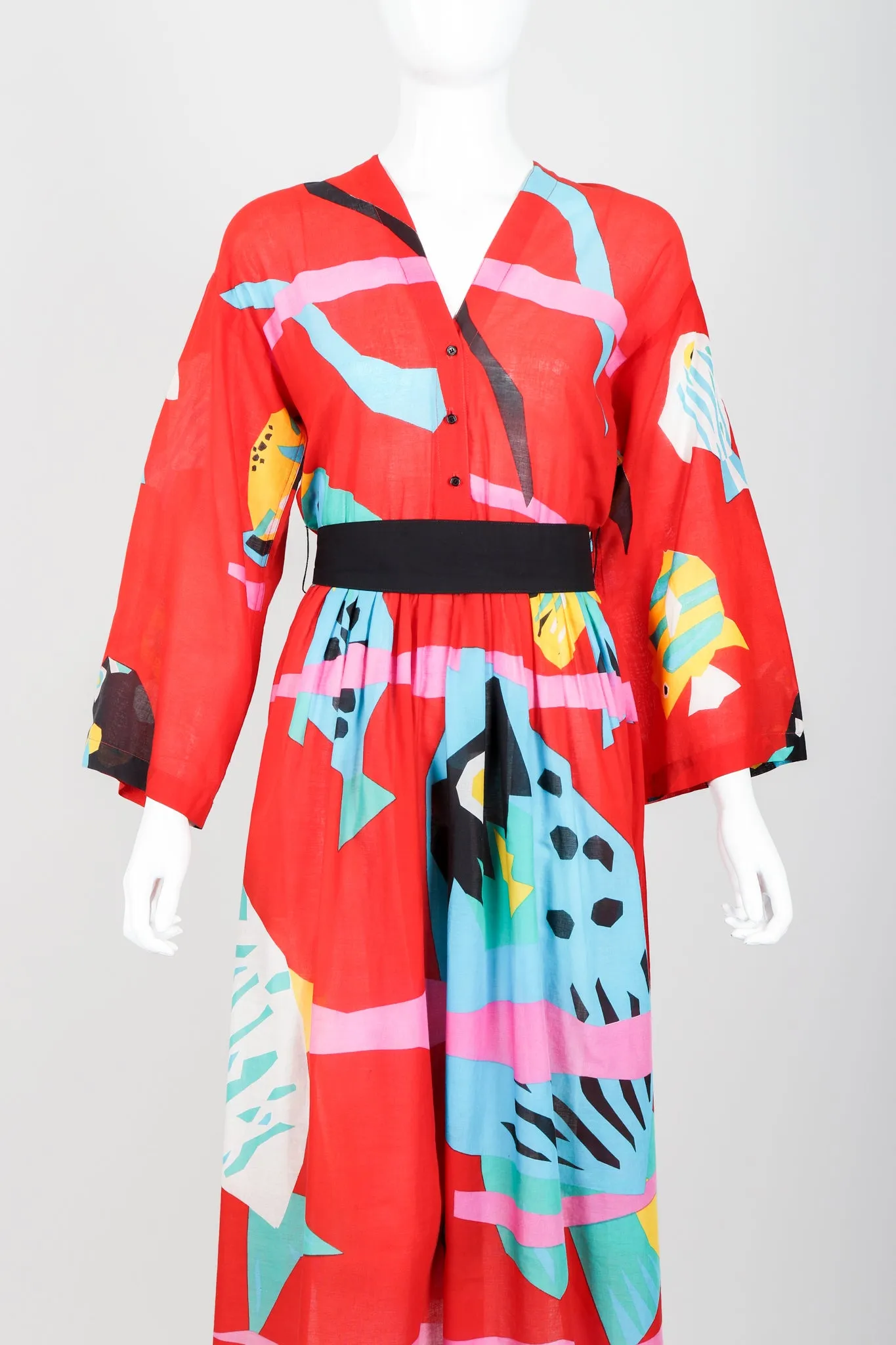 Fish Print Shirtwaist Dress