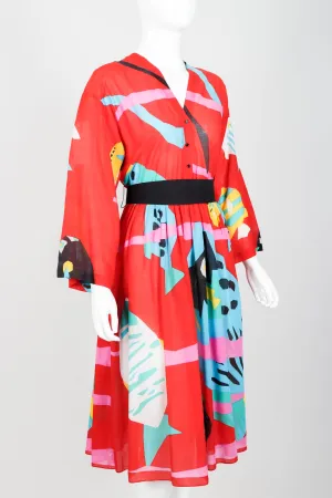 Fish Print Shirtwaist Dress