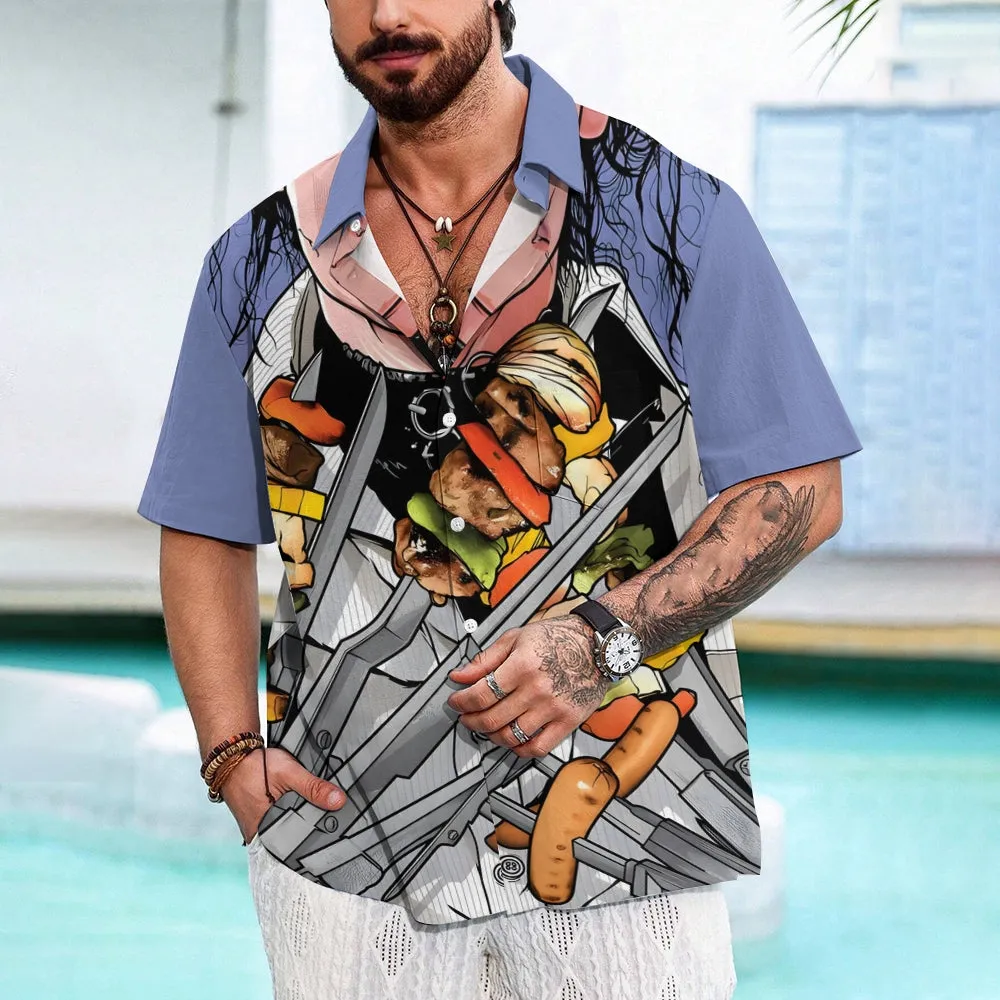 Fun Character Printed Casual Oversized Short Sleeve Shirt 2407001009