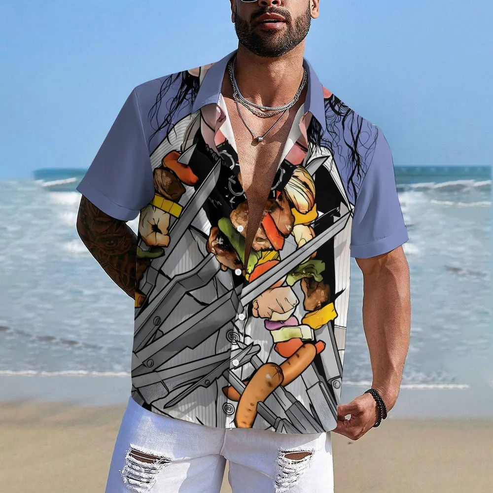 Fun Character Printed Casual Oversized Short Sleeve Shirt 2407001009