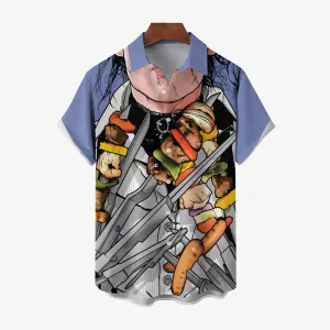 Fun Character Printed Casual Oversized Short Sleeve Shirt 2407001009