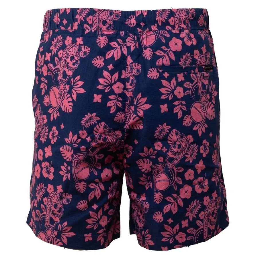 Getaway Casual Shorts - Tropical Death - Navy/Pink