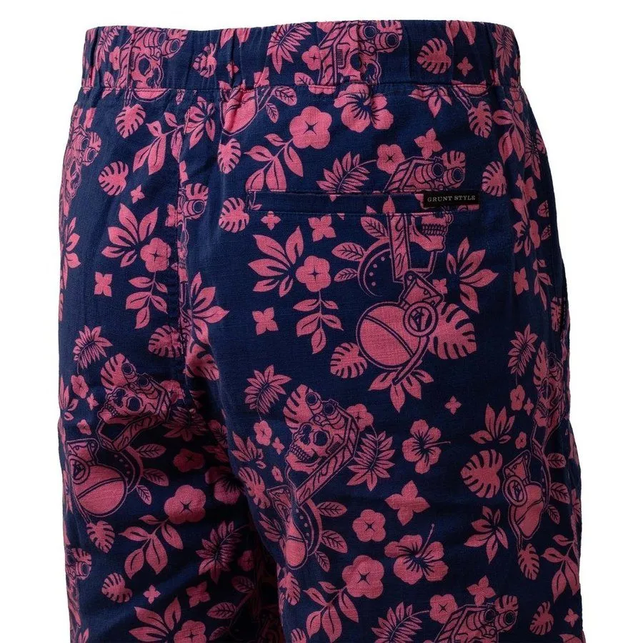 Getaway Casual Shorts - Tropical Death - Navy/Pink