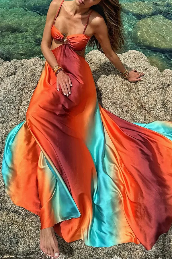 Golden Hour Goddess Flowy Maxi Sundress | Cutout Maxi Dress | Backless Flowy Maxi | Beach Dress